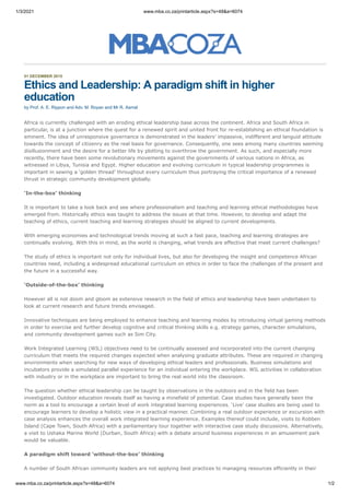 Ethics and Leadership: A paradigm shift in higher education | PDF