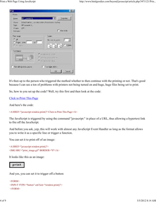 Print a web page using java script | PDF
