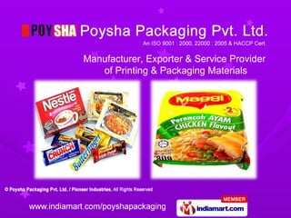 Manufacturer, Exporter & Service Provider  of Printing & Packaging Materials 