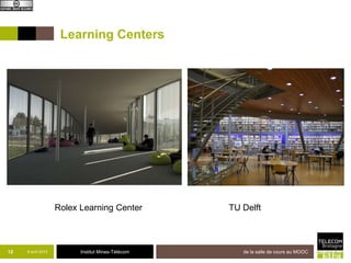Learning Centers




                    Rolex Learning Center          TU Delft



12   8 avril 2013         Institut Mines-Télécom      de la salle de cours au MOOC
 