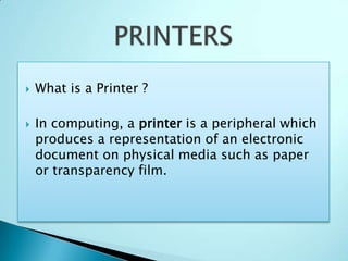 Printer Definition Computer Science Printer | PPTX