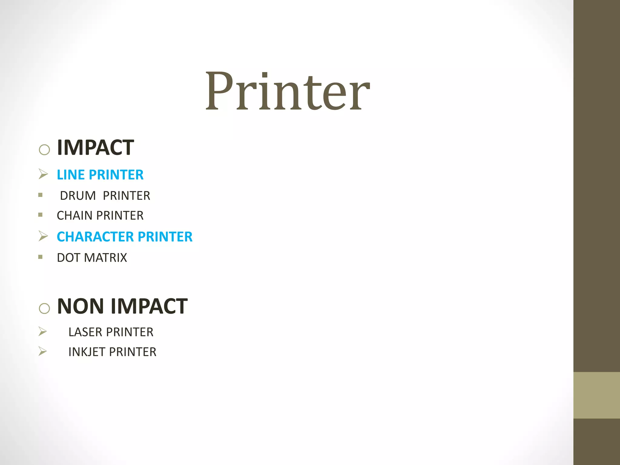 Printers Advantage/disadvantage PPT