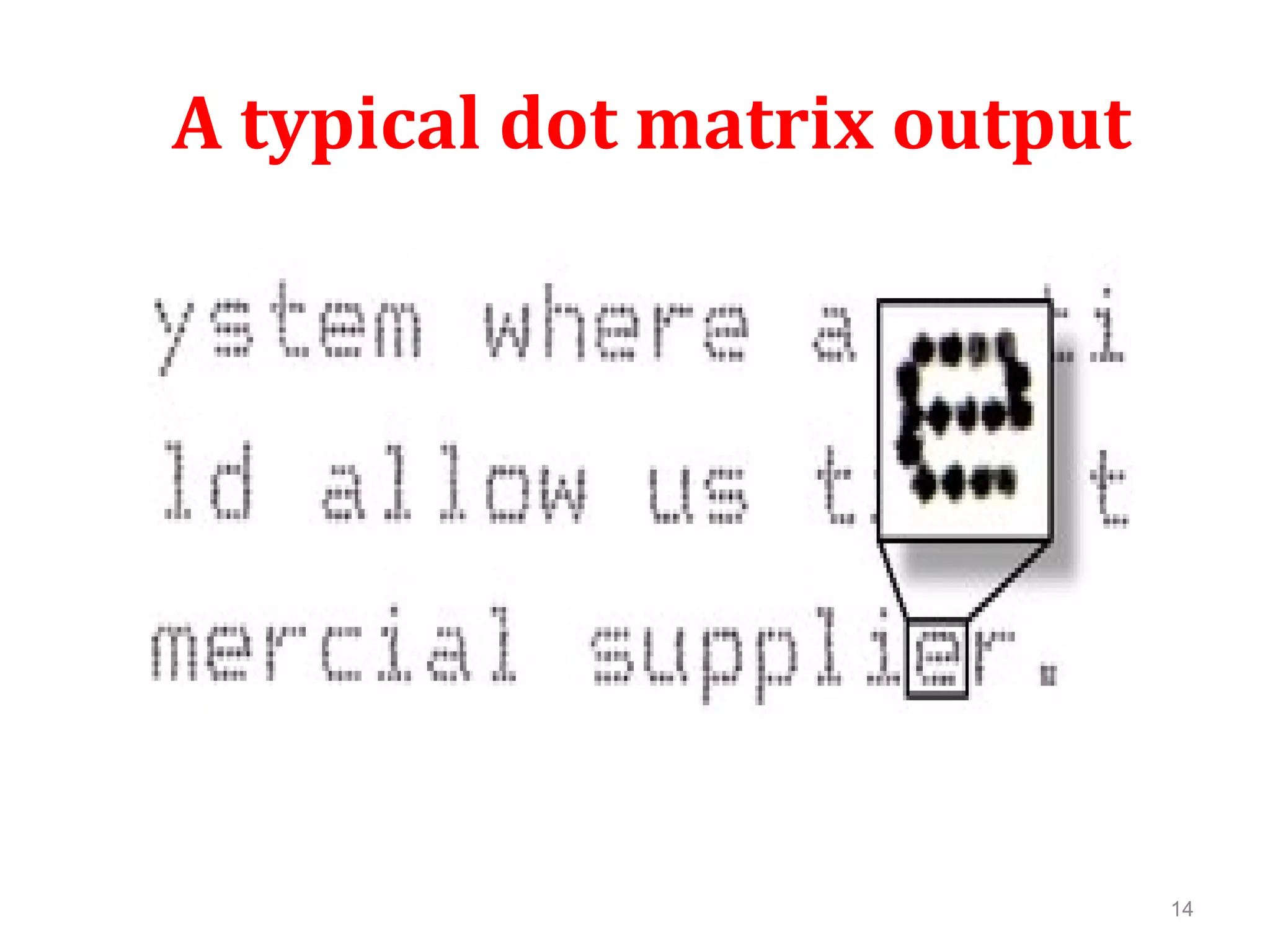 14
A typical dot matrix output
 