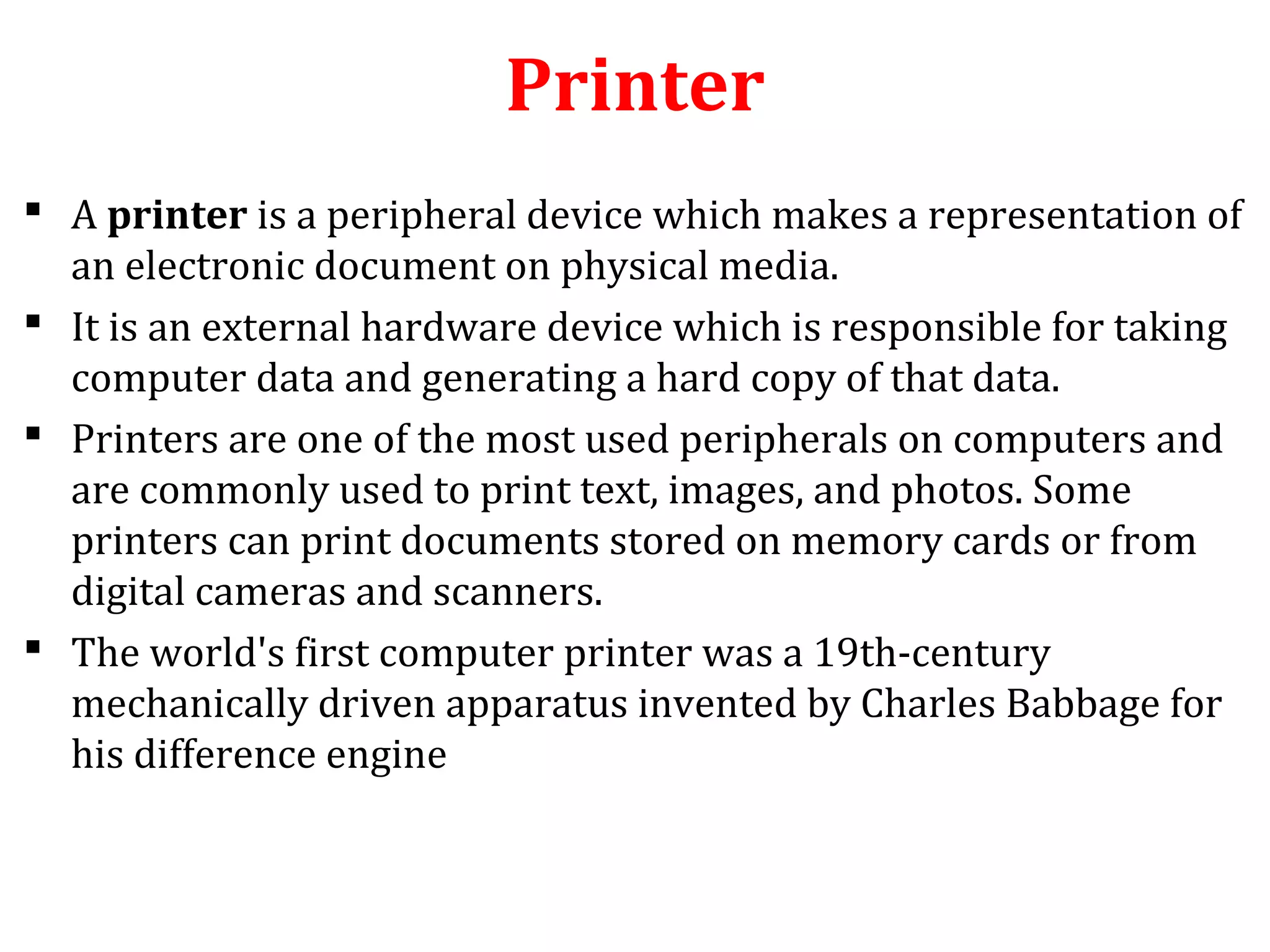 Introduction to Printers | PPT | Desktop Publishing | Computer Software ...