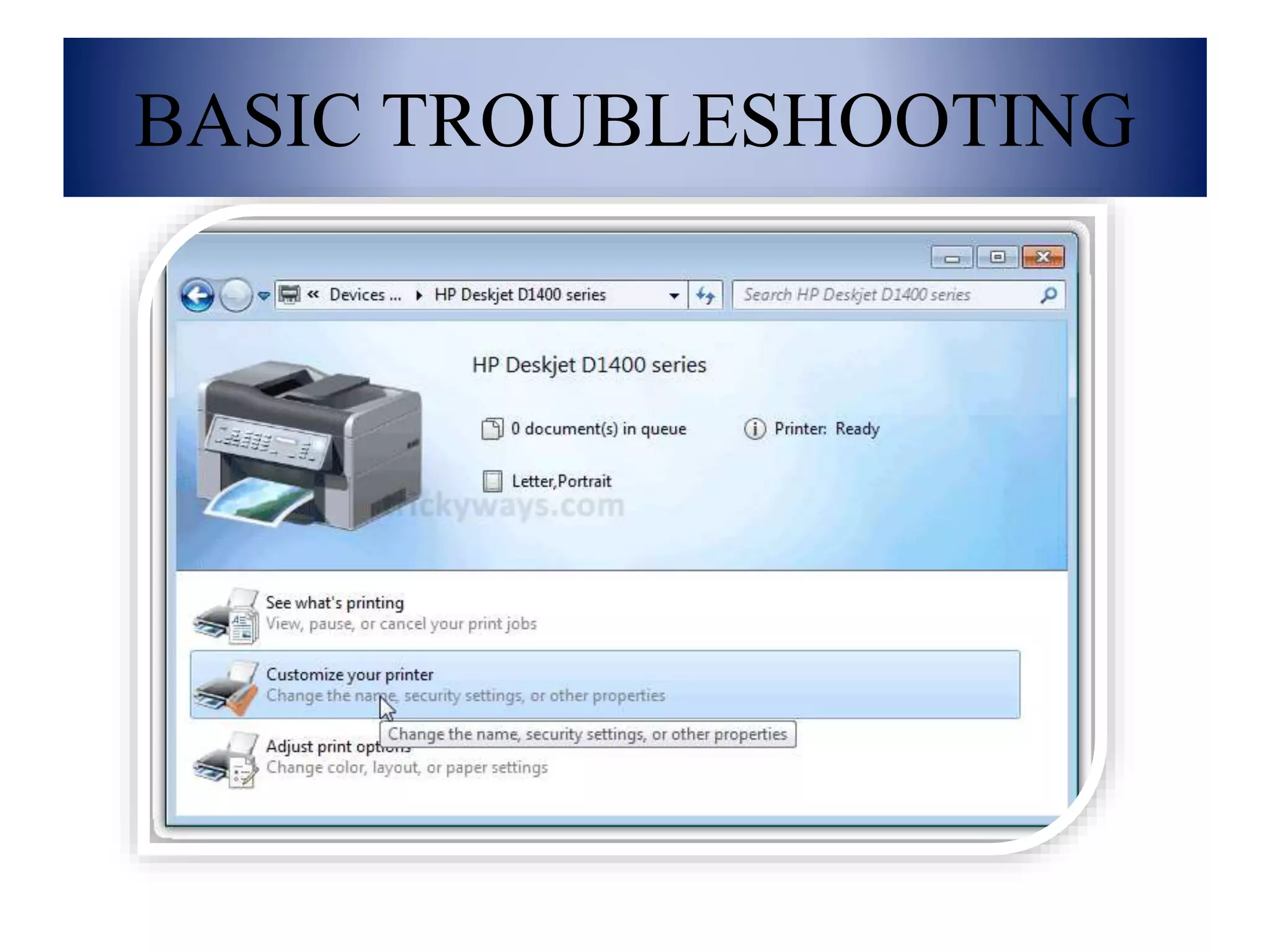 BASIC TROUBLESHOOTING
 