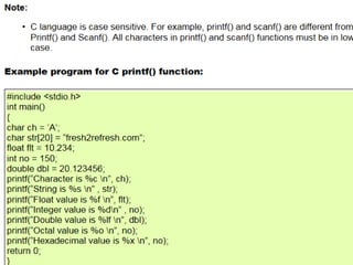 Printf and scanf | PPTX | Programming Languages | Computing
