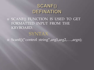 Printf and scanf | PPTX | Programming Languages | Computing