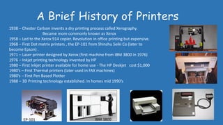 First Ink Jet Printer Printing Presentation to show beginners. | PDF