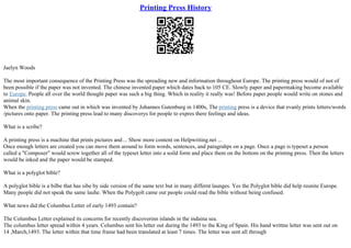 Printing Press History | PPT