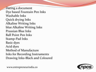Process Inks Indesign Definition Printing and Writing Inks with Formulae and Processes | PPTX