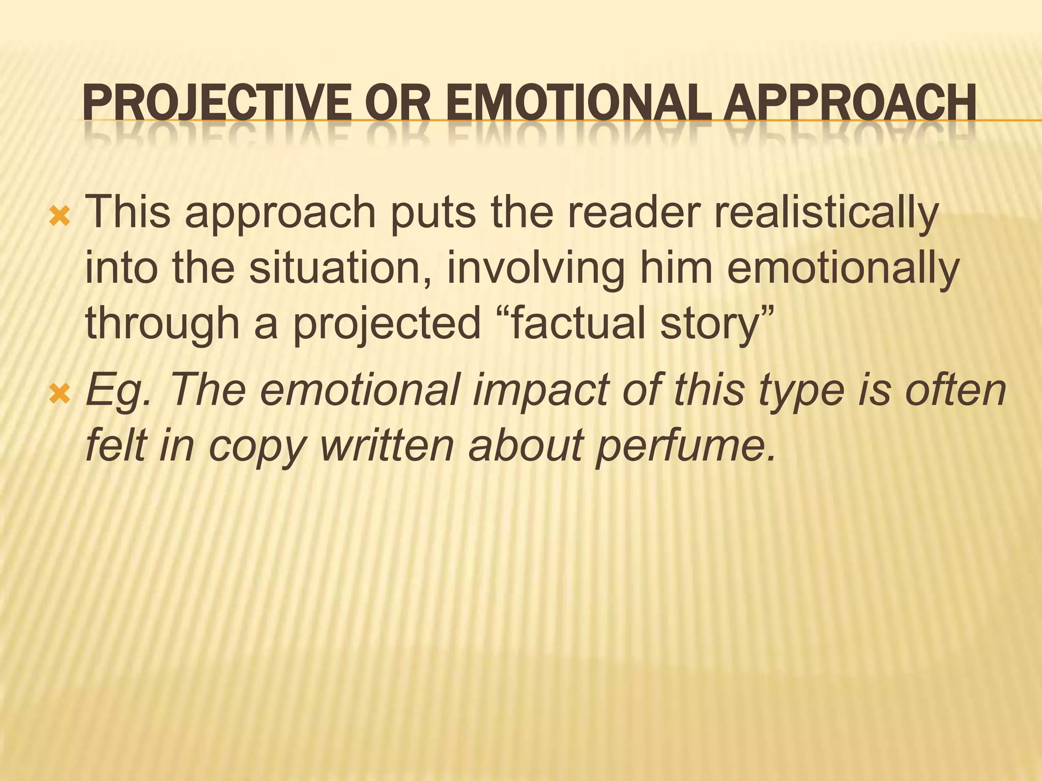 Body copy developed for the narrative approach:PredicamentTransition to the product.Happy endingClosing (suggestion to the reader)