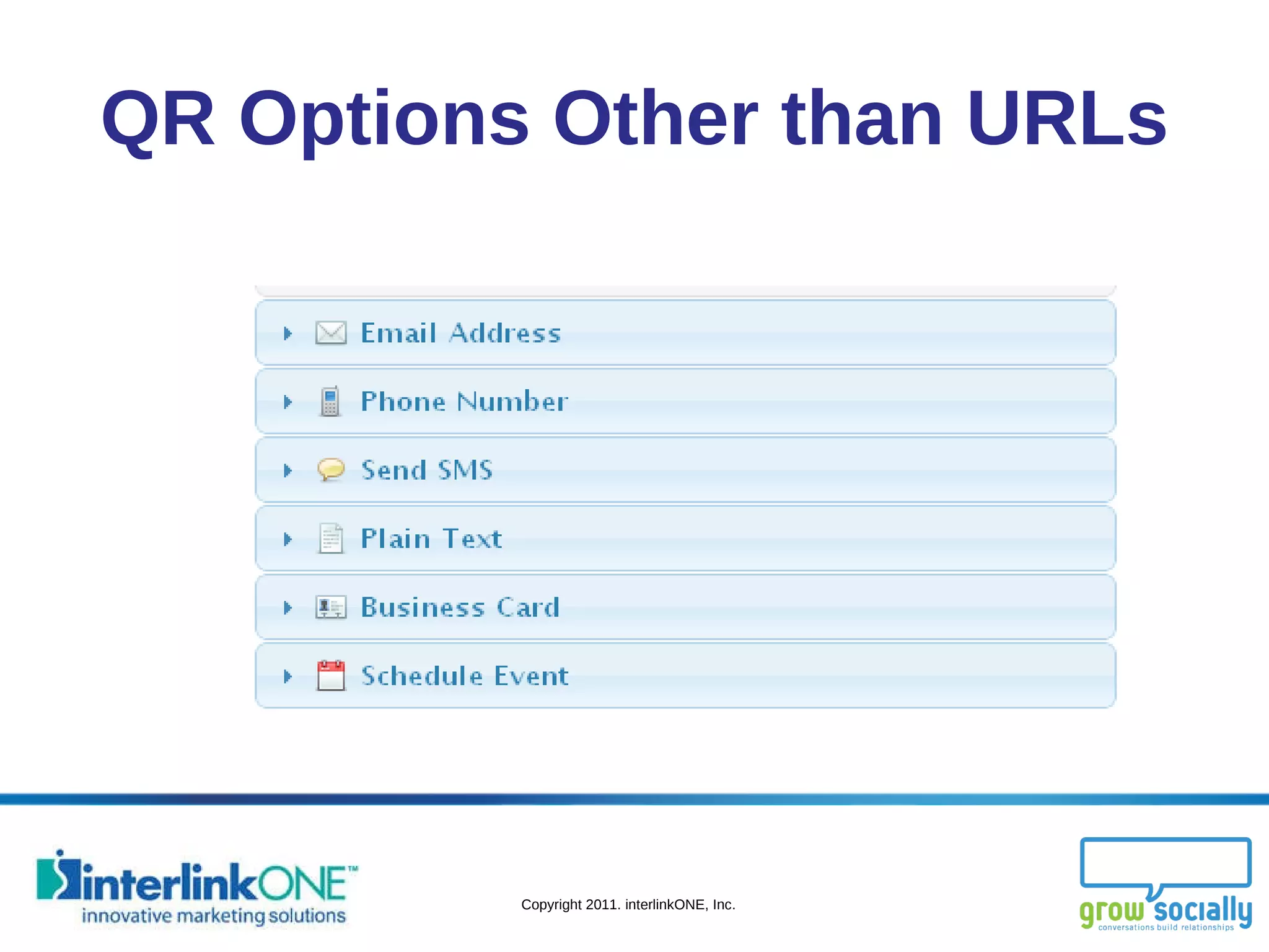 QR Options Other than URLs 