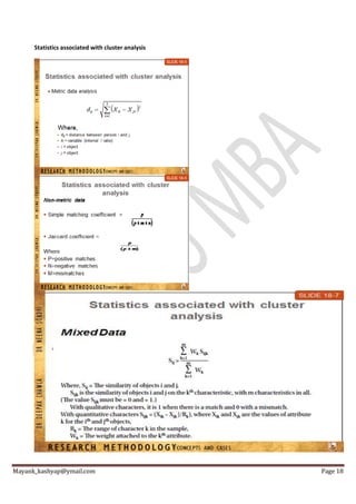 Mayank_kashyap@ymail.com Page 18
Statistics associated with cluster analysis
 