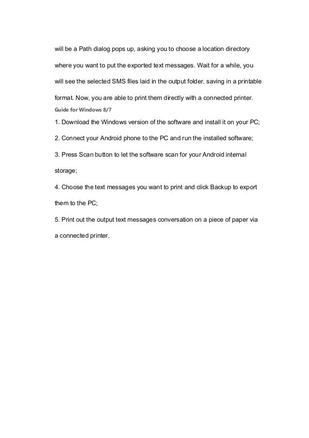 Print out text message conversation from android phone on mac