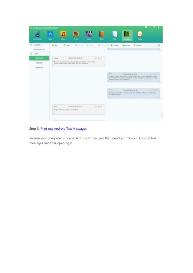 Print out text messages from android phone mac
