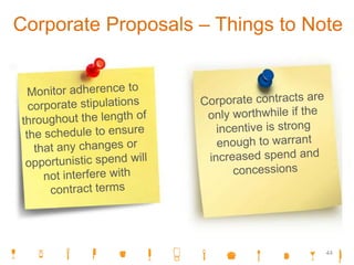 Corporate Proposals – Things to Note
44
 