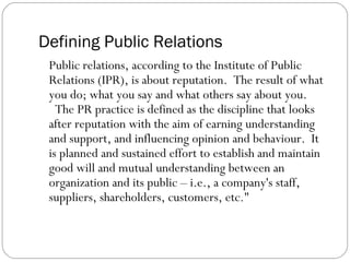 PUBLIC RELATION PRESENTATION | PPT