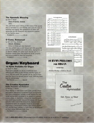 The Apostolic Blessing
lCori""'i"".1~;l4(/>lV)                S"TIi                  E";ID. B.d'<r.IS93-19~1




~I~;;~-~~
,I                                     @         r   _6   -              =z=j
     "      Th<   g__      of"",l.®l    !e.,",        ~
         . »r,    -:--        - ---==-           j   ~




                                                                     l[t-); 1=:
                                                                                          o Come,
                                                                                        T~·o-l"'Icl>oir
                                                                                                                  Emmanuel
                                                                                                          ••• ybo>rd,




                                                                                                                                ==
                                                                                                                        ••••• optiONJ"""'&nt

                                                                                                                                               N.iI   andTracy   Honkwi   ••




                                                              16:·~"~

                                       on tunes from
 