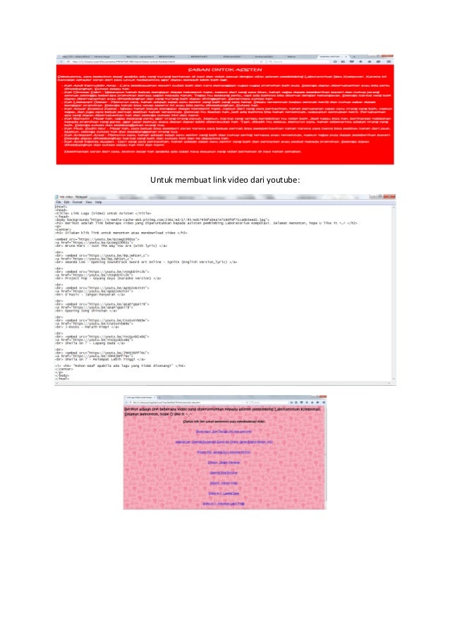 Printscreen notepad beserta tampilan web