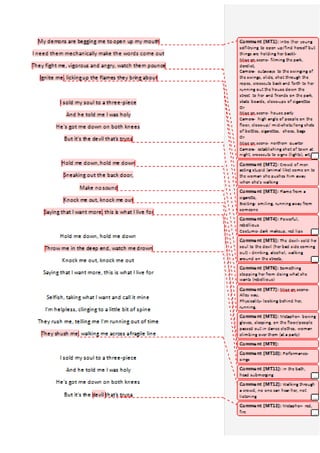Print screen of lyrics