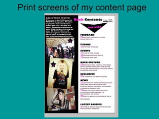 Print screens of my content page 
