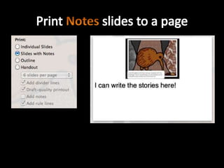 Print Notes slides to a page