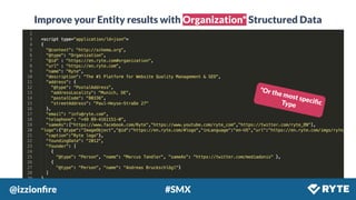 @izzionﬁre #SMX
Improve your Entity results with Organization* Structured Data
*Or the most speciﬁcType
 