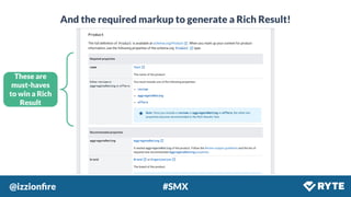 @izzionﬁre #SMX
And the required markup to generate a Rich Result!
These are
must-haves
to win a Rich
Result
 