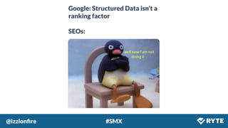 @izzionﬁre #SMX
Google: Structured Data isn’t a
ranking factor
SEOs:
 