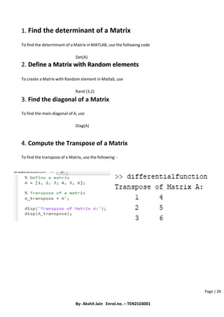 The MATLAB File by Akshit Jain .pdf on . | PDF