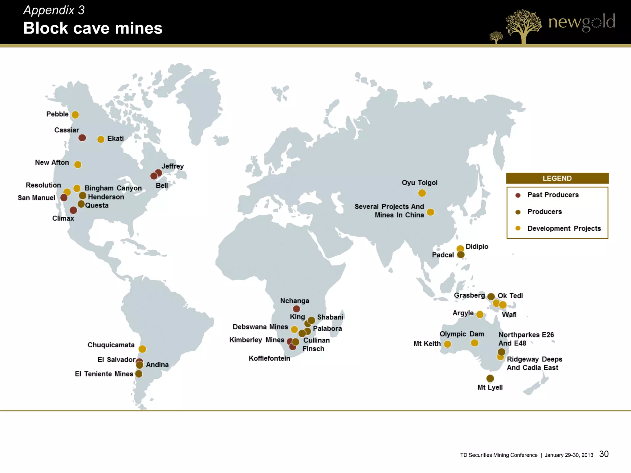 Appendix 3
Block cave mines




                   TD Securities Mining Conference | January 29-30, 2013   30 30
 