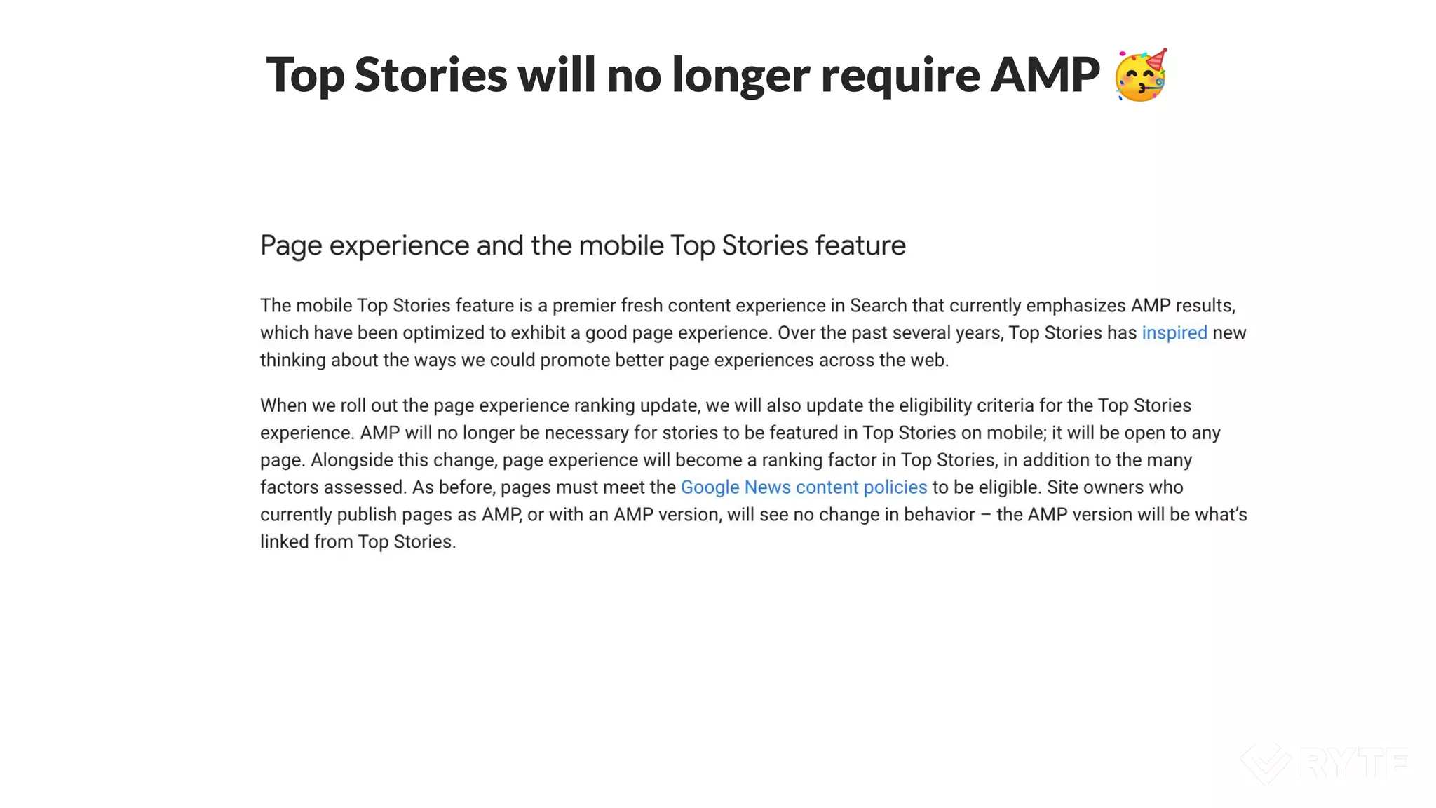 Top Stories will no longer require AMP 🥳
 