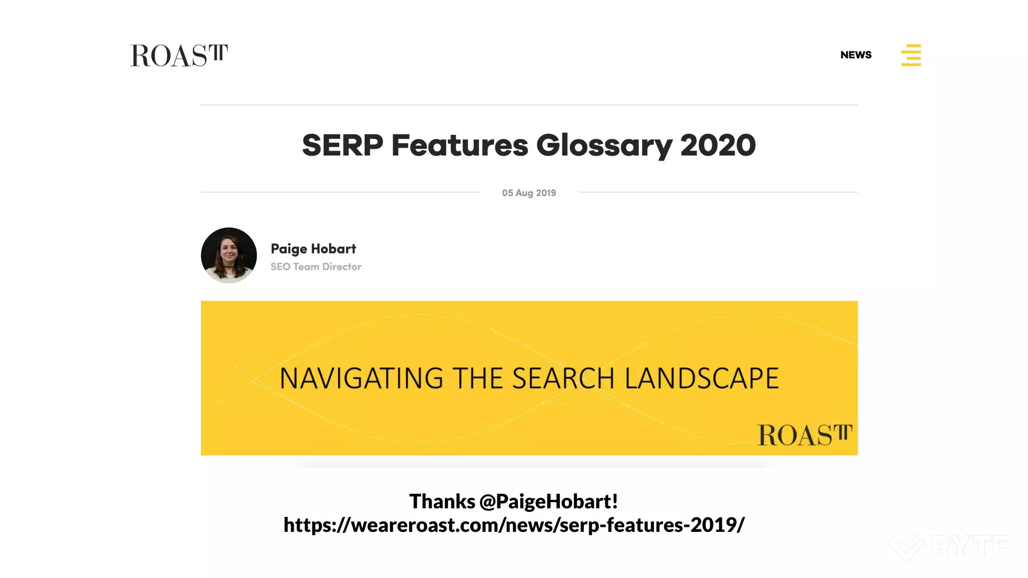 Thanks @PaigeHobart!
https://weareroast.com/news/serp-features-2019/
 