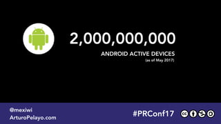 2,000,000,000
ANDROID ACTIVE DEVICES
(as of May 2017)
#PLATOONMX
@mexiwi
ArturoPelayo.com
#PRConf17
@mexiwi
ArturoPelayo.com
 