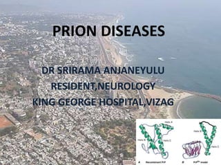 PRION DISEASES
DR SRIRAMA ANJANEYULU
RESIDENT,NEUROLOGY
KING GEORGE HOSPITAL,VIZAG
 