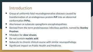 Prion Diseases - Neurological Infections | PPTX
