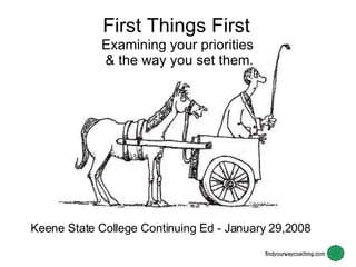 [object Object],First Things First   Examining your priorities  & the way you set them. 