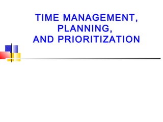TIME MANAGEMENT,
PLANNING,
AND PRIORITIZATION
 
