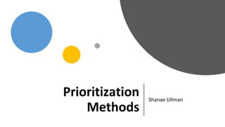 Prioritization
Methods
Shanae Ullman
 