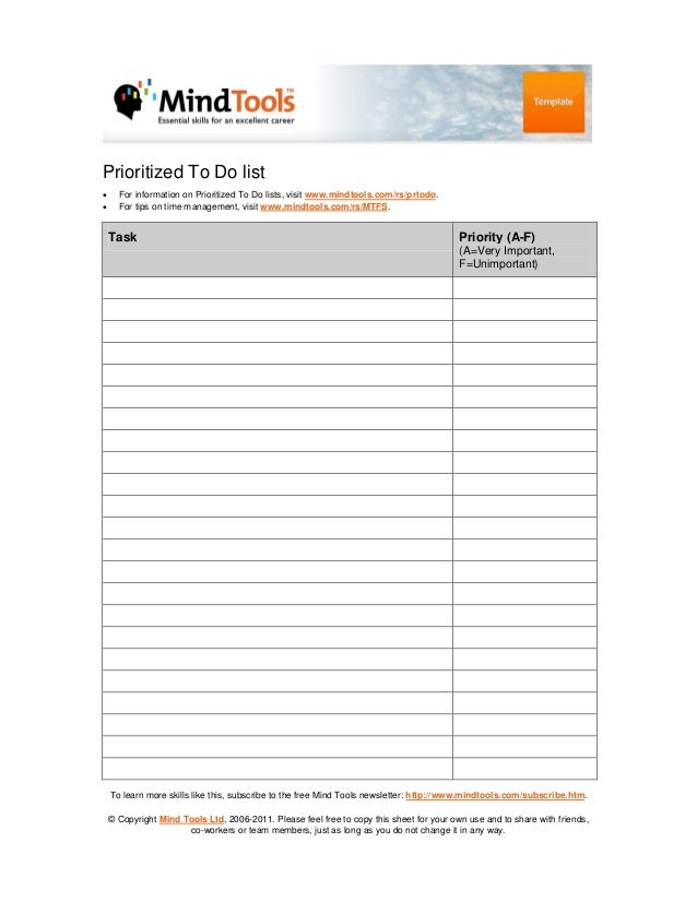 prioritized to do list