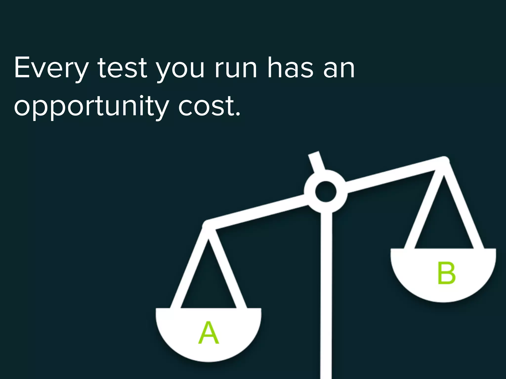 Every test you run has an
opportunity cost.
 