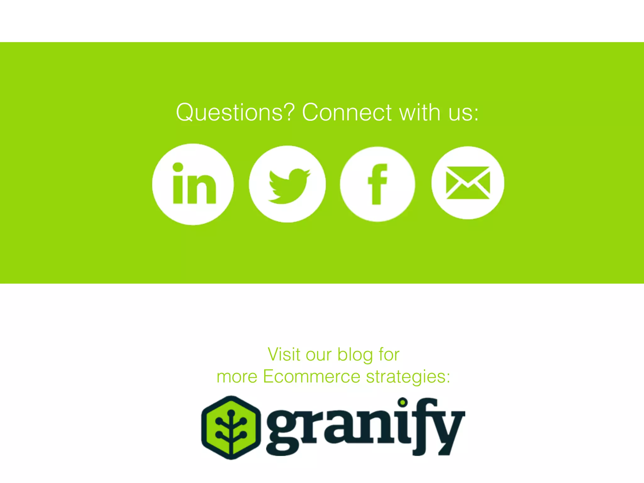 Questions? Connect with us:
Visit our blog for
more Ecommerce strategies:
 