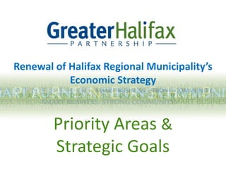 Renewal of Halifax Regional Municipality’s  Economic Strategy   Priority Areas &Strategic Goals  