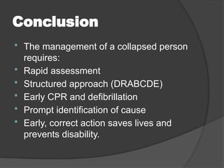 Collapsed Prson Priority Steps in Managing a Collapsed Person: Emergency Response and ...