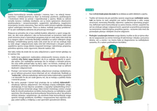 30
9KOMUNIKACIJA SA TRENERIMA
Dobra komunikacija između roditelja i trenera, kao i na relaciji trener-
sportista i roditelj-sportista je ključ za kreiranje pozitivne, podržavajuće
i motivišuće klime za učenje i napredovanje u sportu. Mada su odnosi
između trenera i roditelja neizbežni, oni su često opterećeni obostranim
predrasudama i nerazumevanjem, uzajamnim optužbama, negativnim
emocijama i krutim stavovima. Stav većine naših trenera najbolje odražava
njihov uobičajeni komentar: “Deca su dobra, roditelji izazivaju probleme”,
ili“Ja sam roditeljima zabranio da prisustvuju treningu!”.
Potpuno je prirodno da vi kao roditelj budete uključeni u sport svoga de-
teta. Jer, ako niste uključeni i ako ne komunicirate sa trenerom, kako ćete
znati osnovne stvari o sportskom programu koji on vodi, kako ćete znati da
li su njegovi ciljevi i trenerska filozofija usklađeni sa vašim viđenjem uloge
dečijeg i omladinskog sporta, kako ćete znati šta on od vas očekuje, koje
su vaše uloge i odgovornosti, kako ćete biti informisani o drugim važnim
aspektima sporta svoga deteta (raspored treninga i takmičenja, priprema,
potrebna oprema, mere sigurnosti, lekarski nadzor, itd).
Isto tako, treba da znate da na vašu uključenost u sport treneri gledaju na
tri načina [16]:
Veliki broj (uglavnom nedovoljno edukovanih) trenera smatra da su1.	
roditelji više štetni nego korisni i da ih je najbolje isključiti iz sport­
ske arene. Oni roditeljima zameraju što se mešaju u trenažni proces,
što vrše veliki pritisak kako na decu, tako i na trenere, smatraju da se
nedolično ponašaju na takmičenjima, da ne razumeju koje su njihove
dužnosti i odgovornosti.
Postoje i oni treneri koji roditeljsku uključenost smatraju neizbežnom,2.	
pa se njihovo prisustvo mora tolerisati, ali ne i ohrabrivati. Roditelji su
“nužno zlo”, njihova zaduženja i aktivnosti treba maksimalno ograničiti
i ne dozvoliti im da oni vode glavnu reč, da se mešaju u politiku kluba
i trenerski posao.
Na sreću, postoje i treneri koji smatraju da su roditelji3.	 dobrodošli i
ohrabruju njihovu uključenost. Oni shvataju značaj roditeljske uloge,
doživljavaju ih kao ključne saradnike u izgradnji “pobedničkog tima” i
jačanja njihove trenerske uloge. Takvi treneri investiraju vreme i znanje
kako bi stvorili preduslove za dobru komunikaciju sa roditeljima svojih
sportista.Onishvatajudajekomunikacija“dvosmernaulica”,dazahteva
veštine slušanja i saopštavnja i da otvorene linije komunikacije mogu
sprečiti mnoge probleme, konflikte i nesporazume koji najčešće izbi-
jaju usled razlika u mišljenju u vezi sportskih sposobnosti deteta.
31
Saveti:
Kaoroditelji•	 imatepravodaznateštasedešavasavašimdetetomusportu.
Tražite od trenera da pre početka sezone organizuje•	 roditeljski sasta­
nak na kome će vam saopštiti sve važne informacije o sebi, svojoj
stručnosti, trenerskoj filozofiji, ciljevima i zadacima sportskog progra-
ma, definisati način komunikacije sa vama (mesto, vreme), saopštiti šta
od vas očekuje (uloge i odgovornosti), upoznati sa pravilima ponašanja
na treninzima i takmičenjima, pravilima sporta – na kome ćete moći da
postavljate pitanja i dobijete stručne odgovore.
Poštujte i uvažavajte trenere•	 svoga deteta, trudite se da sa njima nika-
da ne razgovarate za vreme treninga ili takmičenja i nikada u prisustvu
deteta, već u vreme i na mestu kako je dogovoreno na roditeljskom
sastanku, ili u vašem prethodnom kontaktu.
 