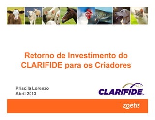 Retorno de Investimento do
  CLARIFIDE para os Criadores

Priscila Lorenzo
Abril 2013
 