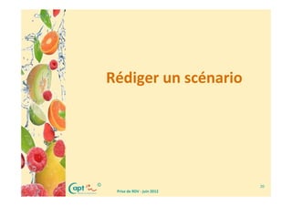 Rédiger un scénario




©                               20
     Prise de RDV - juin 2012
 