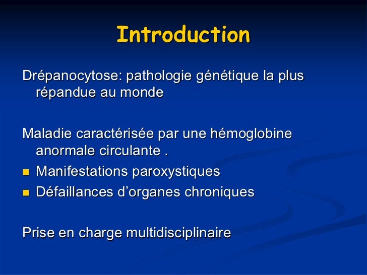 Prise en charge de la crise drepanocytaire