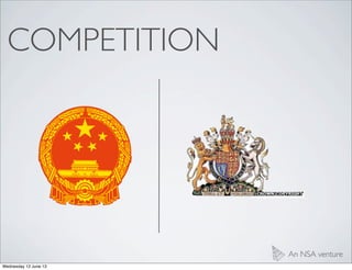 COMPETITION
An NSA venture
Wednesday 12 June 13
 