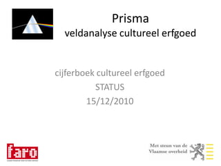 Prisma veldanalyse cultureel erfgoed cijferboek cultureel erfgoed STATUS 15/12/2010 